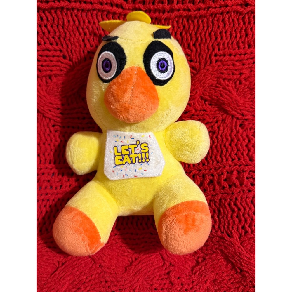 Five Nights at Freddys Chica Plush Toy Yellow Chicken Lets Eat Bib 2016 FNAF